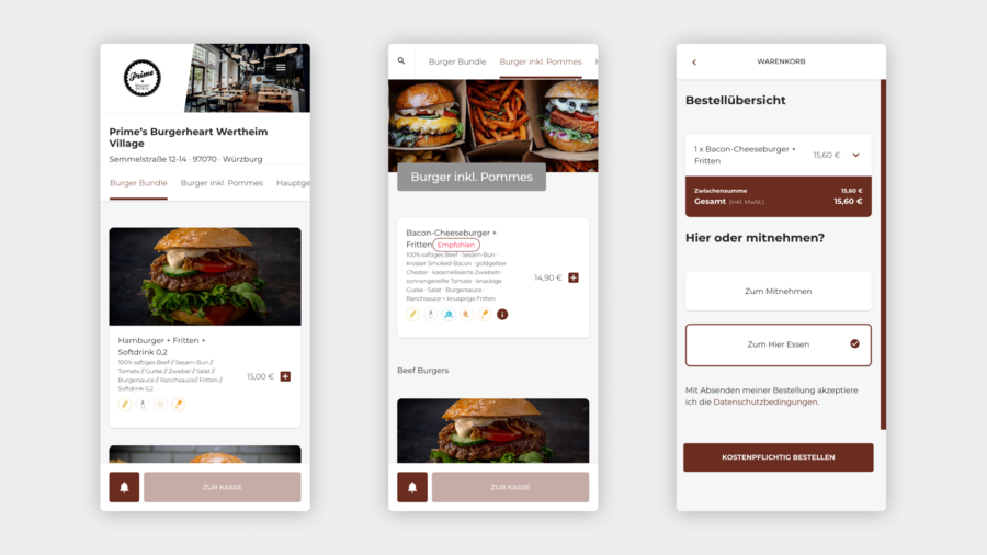 User-Interface von SO'USE bei Burgerheart